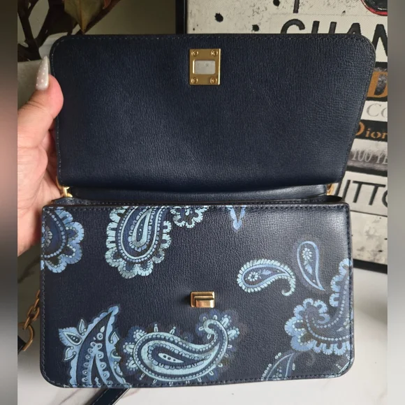 Michael Kors Studio Paisley Natalie Navy Heritage Messenger Bag NWT - Picture 9 of 12